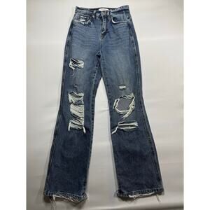 Flying Monkey Women's Distressed Vintage Straight Denim Jeans - Size 22 (24x31)